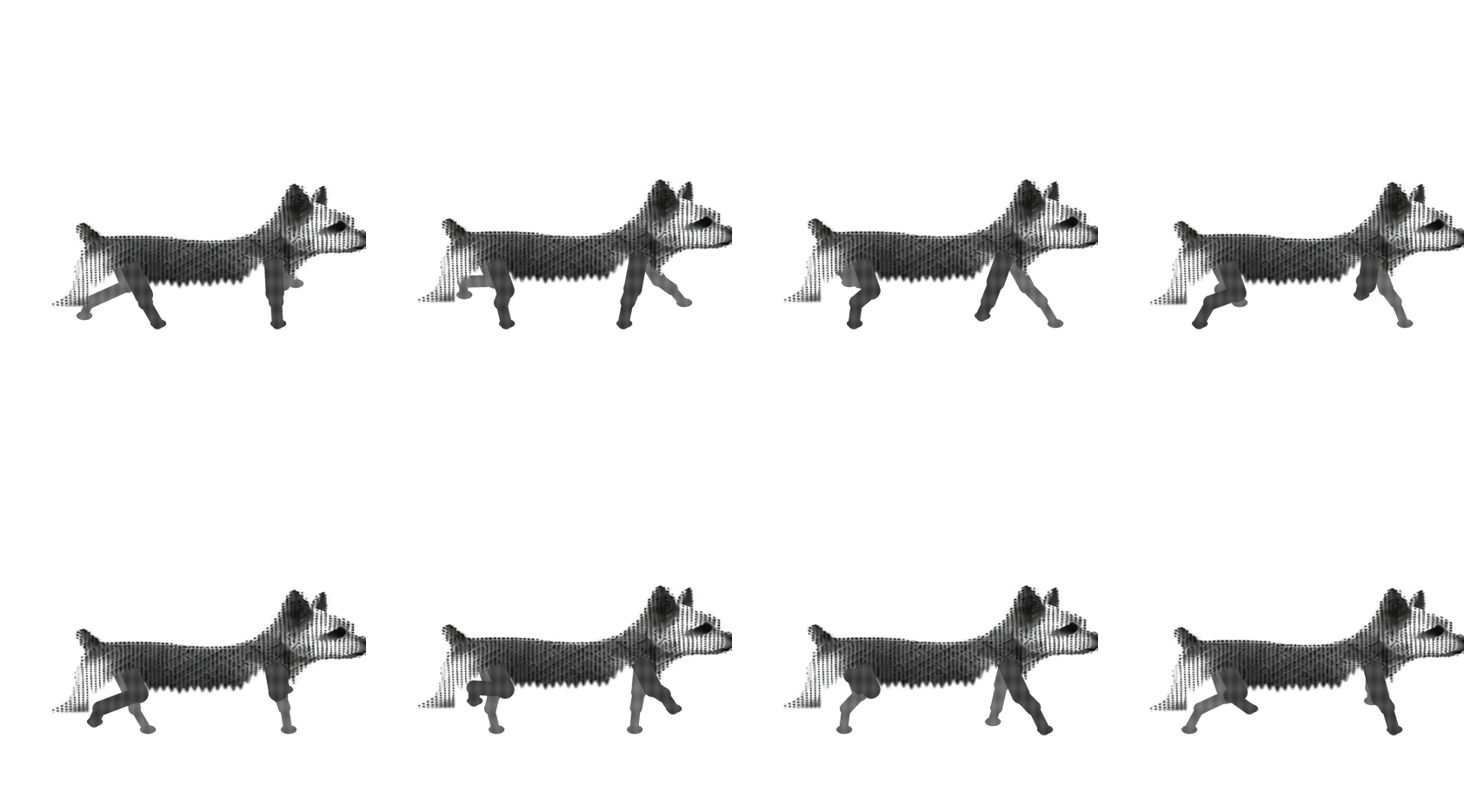 The resulting rigged cycle, where controlled joint positions produced pasted-on and stick-like legs